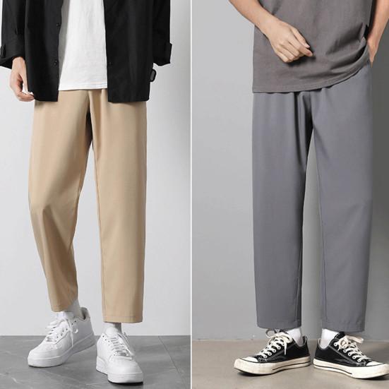 Мужские брюки с эластичным поясом, уличная одежда, тонкие стильные повседневные брюки с прямыми штанинами, популярные универсальные 3D кройки