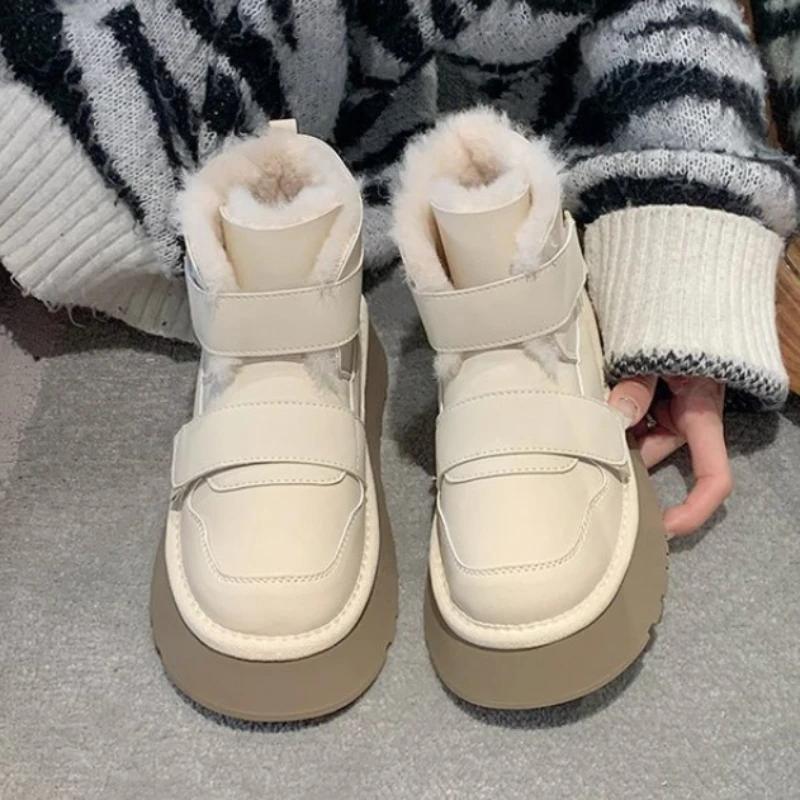 Новые зимние женские ботинки, толстые меховые плюшевые женские зимние ботинки на платформе, сохраняющие тепло, ботильоны, водонепроницаемые кроссовки для отдыха на открытом воздухе, Botas Mujer