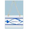 [R6517] - Metal Door Sign 'Fish' Blue and White (bedroom) - 12x9cm