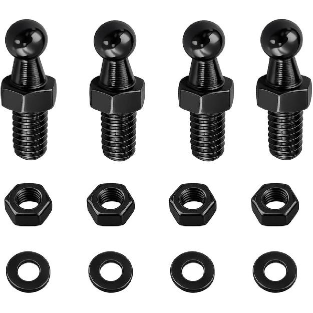4PCS 10mm Car Ball Stud with Hardware Nuts, M6 Carbon Steel Vehicle Gas Spring Strut Studs, Sturdy Auto Gas Struts Shocks Springs Lift Support End