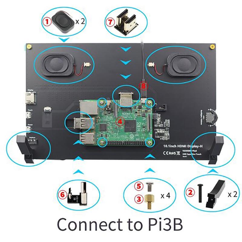Интерактивный LCD-монитор с IPS-дисплеем, 10 дюймов, емкостный сенсорный экран, с подставкой, 1280x600, с двумя портами HDMI, для IC Raspberry Pi 4B/3B