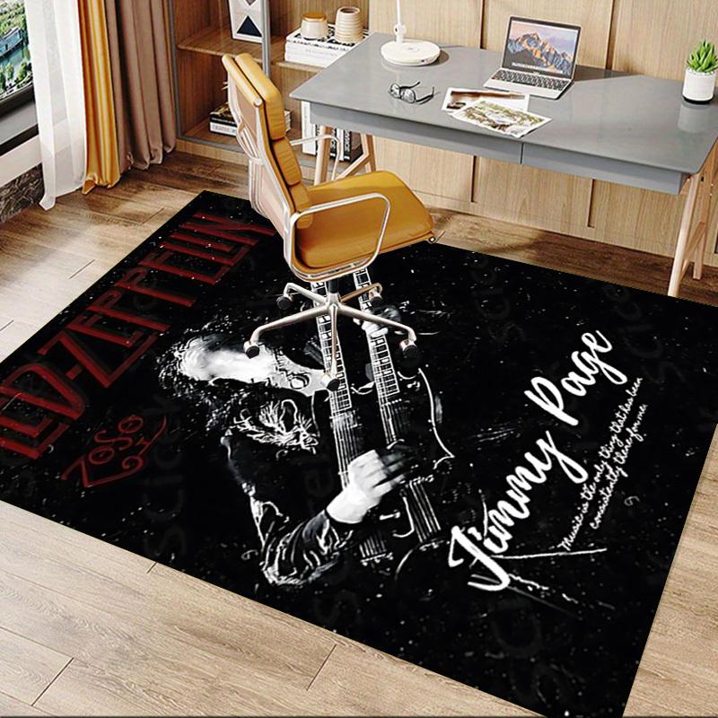 1 шт. Led Zeppelin Джимми Пейдж Домашний Офис, Прочный Полиэстеровый Коврик для Пола с Легким, Декор для Офиса, Городской Стиль, Нескользящая Основа, Высококачественная Ткань