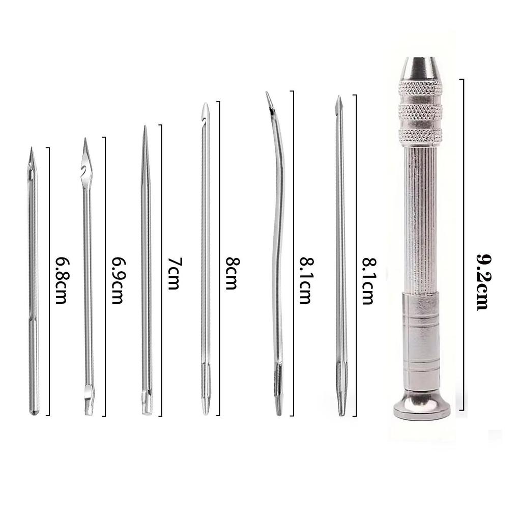 7-Piece Leather Sewing & Awl Needle Kit for Canvas, Tent, & Shoe Repair - Wear-Resistant Tools