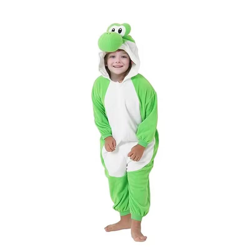 Kids Onesies Cartoon frog Kigurumi Pink Fleece Pajamas for Halloween Christmas Party Outfit