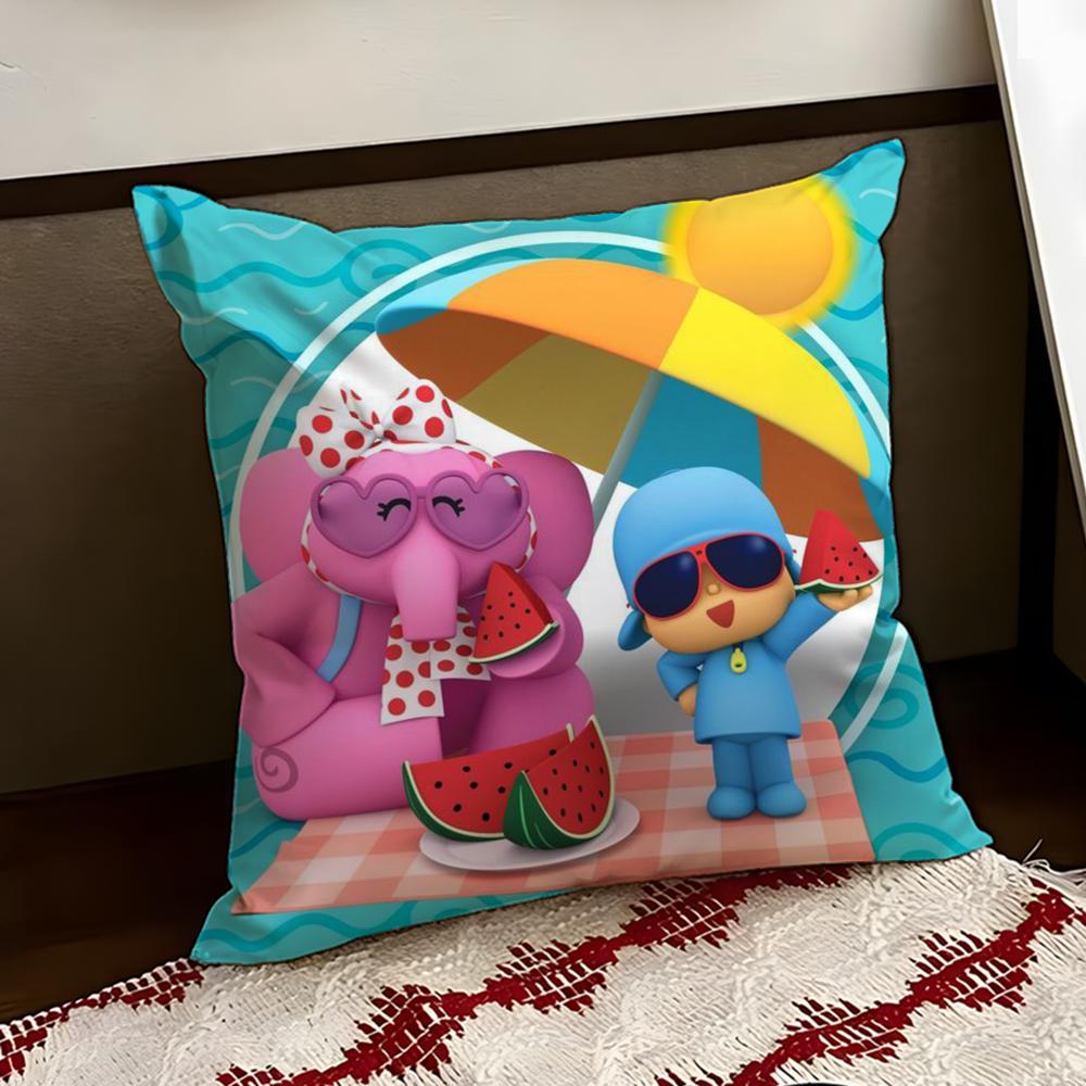 Cartoon Cute PPocoyo Cushion Cover Reversible Soft Durable Pillow Cover Home Car MultiScene Use for Daily Comfort