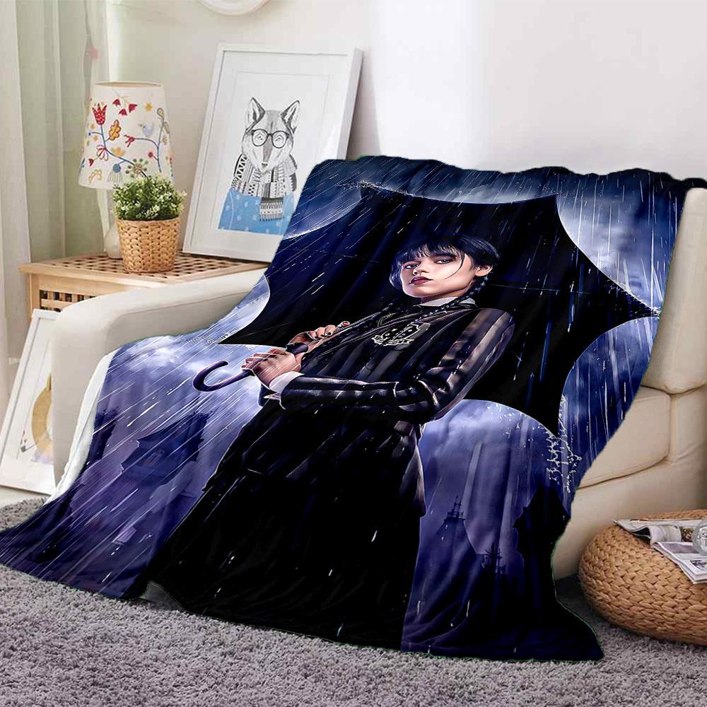 1pc Wednesday Flannel Throw Blanket HD Printed Lightweight Soft Warm All Season Blanket for Sofa, Bed, Travel, Camping Machine Washable