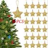 6PCS Gold Glitter Star Ornaments Christmas Tree Hanging Pendant 2024 Christmas Decorations for Home Navidad New Year Party DIY Gift