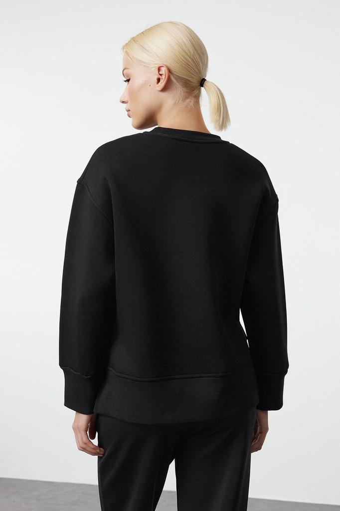 Женская модная стильная толстовка с толстым флисом внутри и круглым вырезом, стандартная посадка, базовая трикотажная толстовка