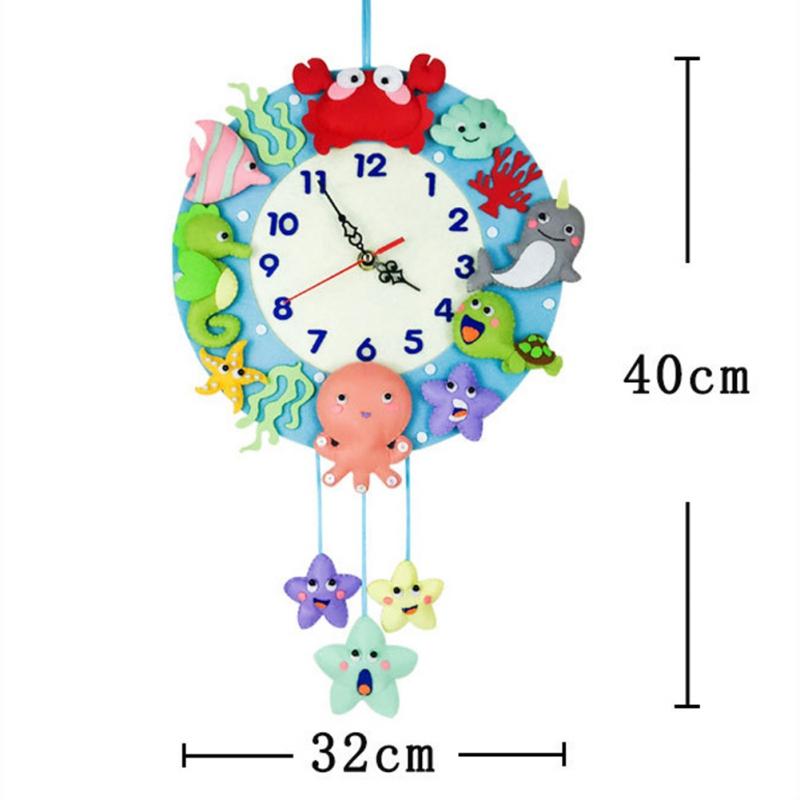 Настенные часы ручной работы с изображением животных и фруктов, нетканые милые морские часы для детского сада, украшения дома, декор детской спальни