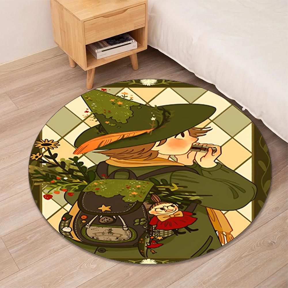 Snufkin Printed Round Rug Carpet Chair Rug Area Rug Entryway Doormats,for Office Chair Living Room Bedroom Kitchen Room.