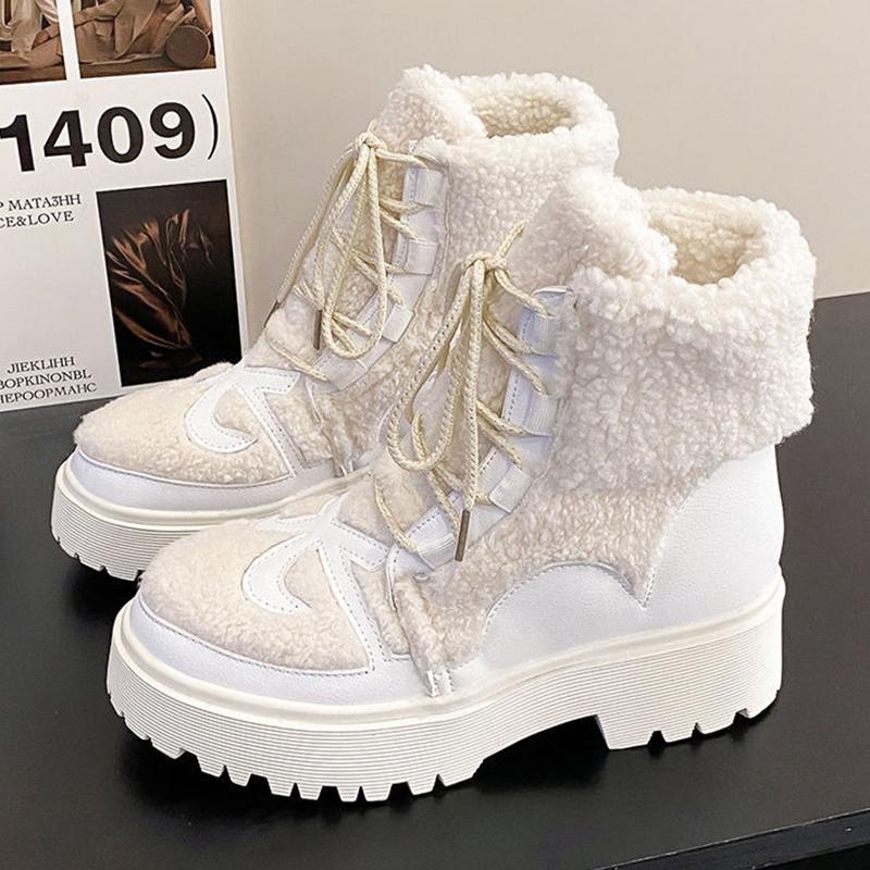 Новые зимние шерстяные ботинки на платформе, повседневные зимние теплые женские зимние ботильоны, меховые ботильоны на платформе для женщин, обувь 35-40