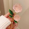 Vintage Rose Flower Brooch For Women Green Leaves Ice Crystal Pink Flower Corsage Pins Elegant Clothing Jewelry Accessories Gift