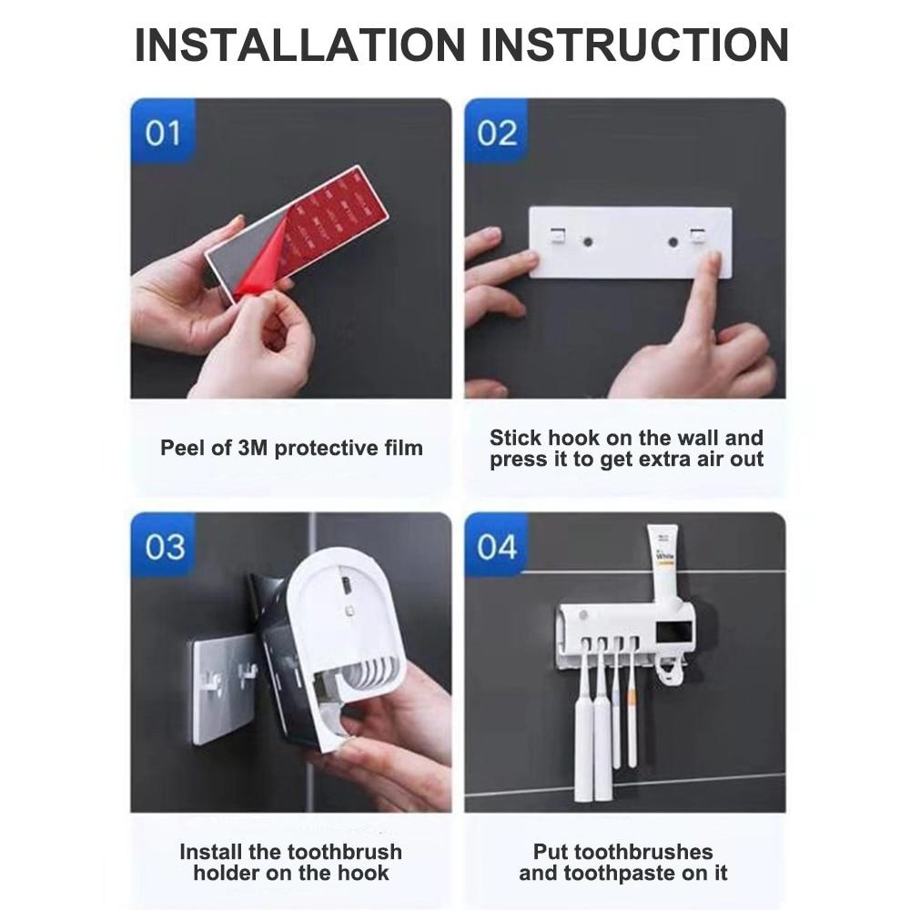 3 в 1 УФ-держатель для зубных щеток, стерилизатор, автоматический соковыжималка для зубной пасты, диспенсер для туалета, дома, наборы аксессуаров для ванной комнаты