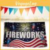 Fireworks Pattern Letter Flag Banner Fade Resistant Outdoor Decoration Gift