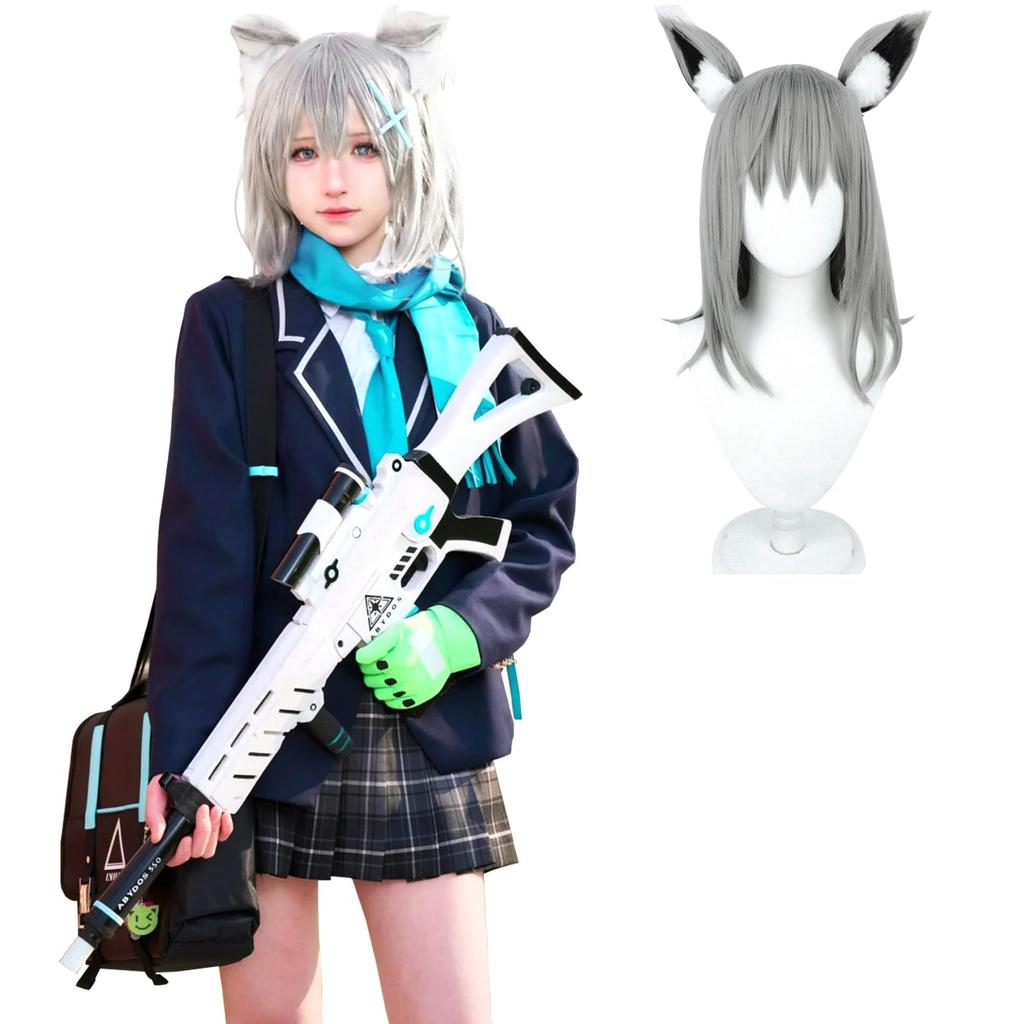 NOKIJP Sand Wolf Shiroko Cosplay Costume with Blue Archive Sand Wolf Shiroko Anime Game School Festival Wig, Uniform, Cosplay, Cosplay, Cosplay,