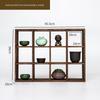 Wall-Mounted Solid Wood Curio Display Shelf – Grid Storage Rack for Teacups & Master Cups