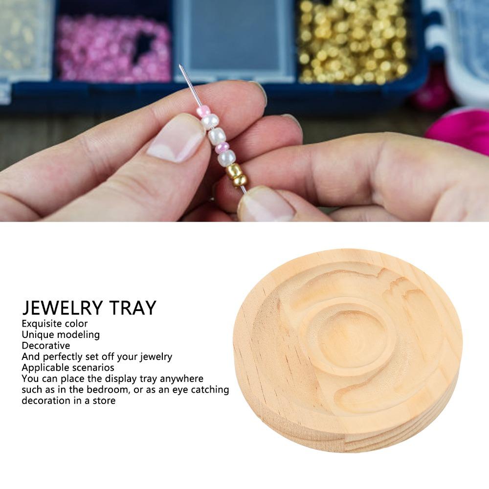 5pcs Round Shape Bracelet Display Tray Solid Wood Beading Design Tray For Beaded Jewelry