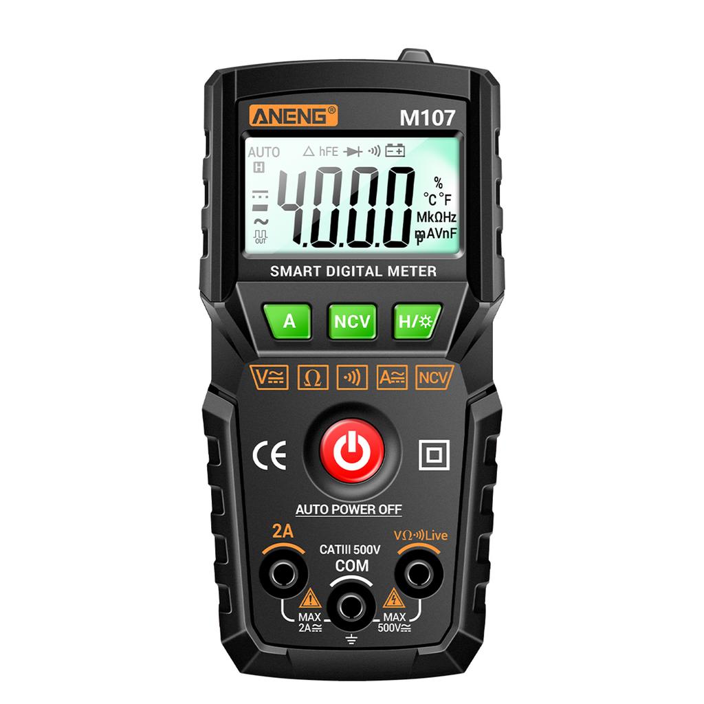 Aneng Умный цифровой мультиметр M107, 4000 отсчетов, универсальный портативный многофункциональный тестер NCV