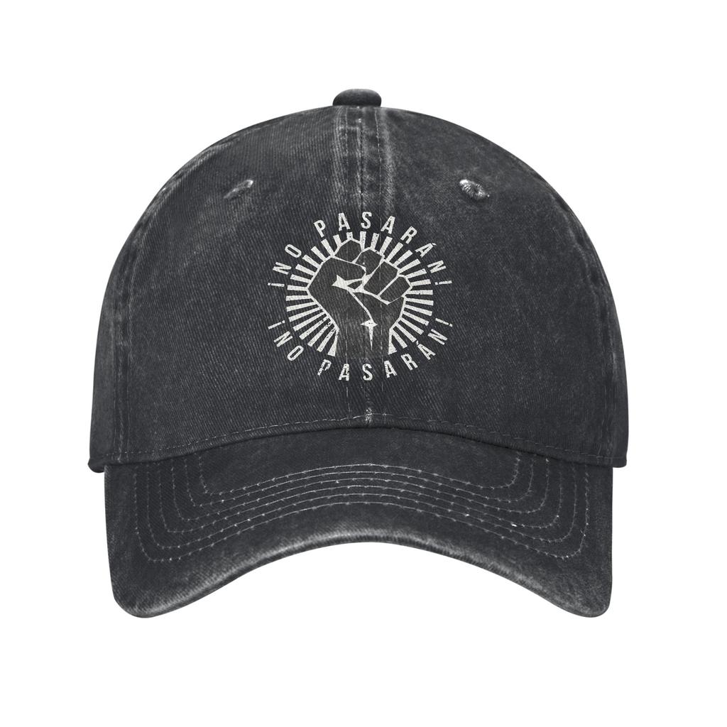 No Pasaran Antifascist Slogan Unisex Baseball Caps Spanish Not Pass Distressed Denim Hat Outdoor Unstructured Soft Snapback Hat