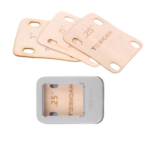 TOSICAM 3-Piece Guitar Neck Shim, Made In Canada from Solid Maple Wood, Bolt-On Neck Bolts, 0.25, 0.5, and 1 Degree