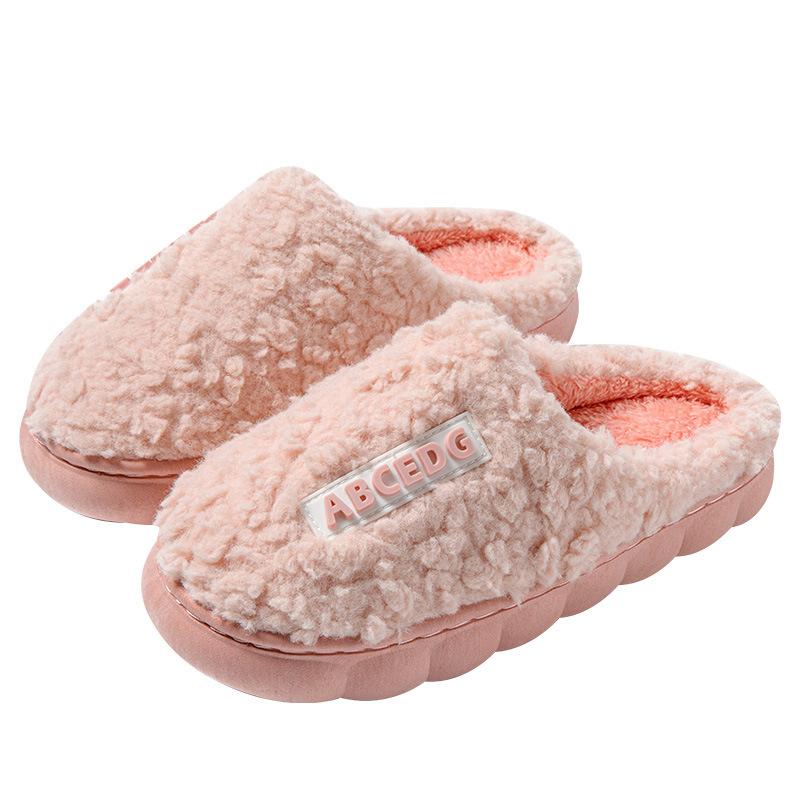 Cotton Slippers Women's 2025 Winter New Home Cotton Drag Couple Velvet Warm Platform Cotton Shoes Wool Slippers Shoes