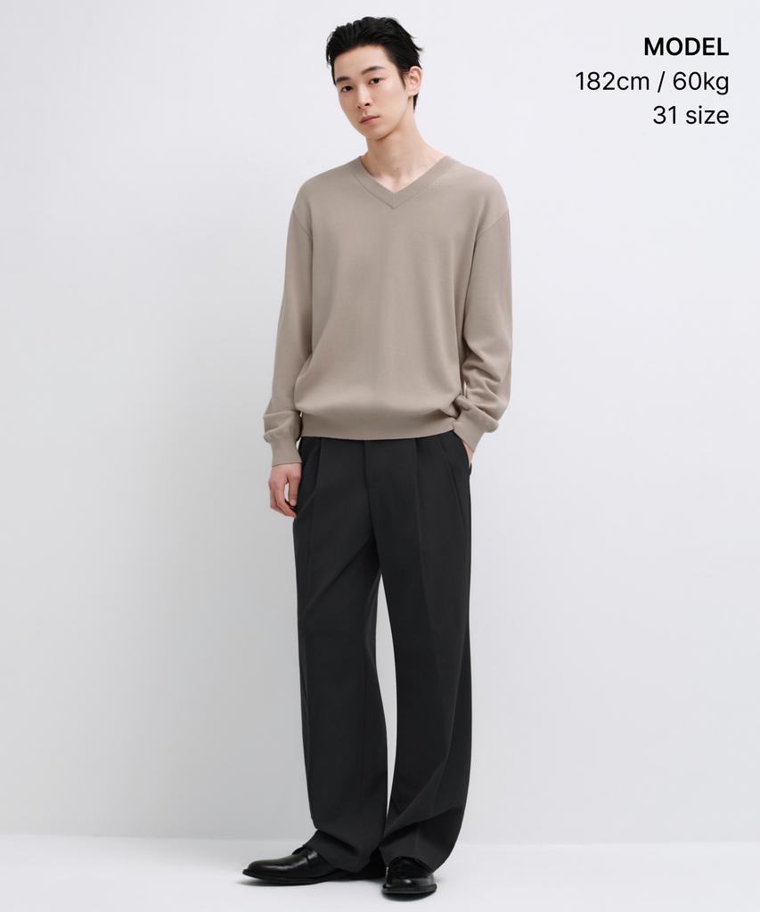 MUSINSA STANDARD Real Wide Hidden Banding Slacks [Dark Gray]