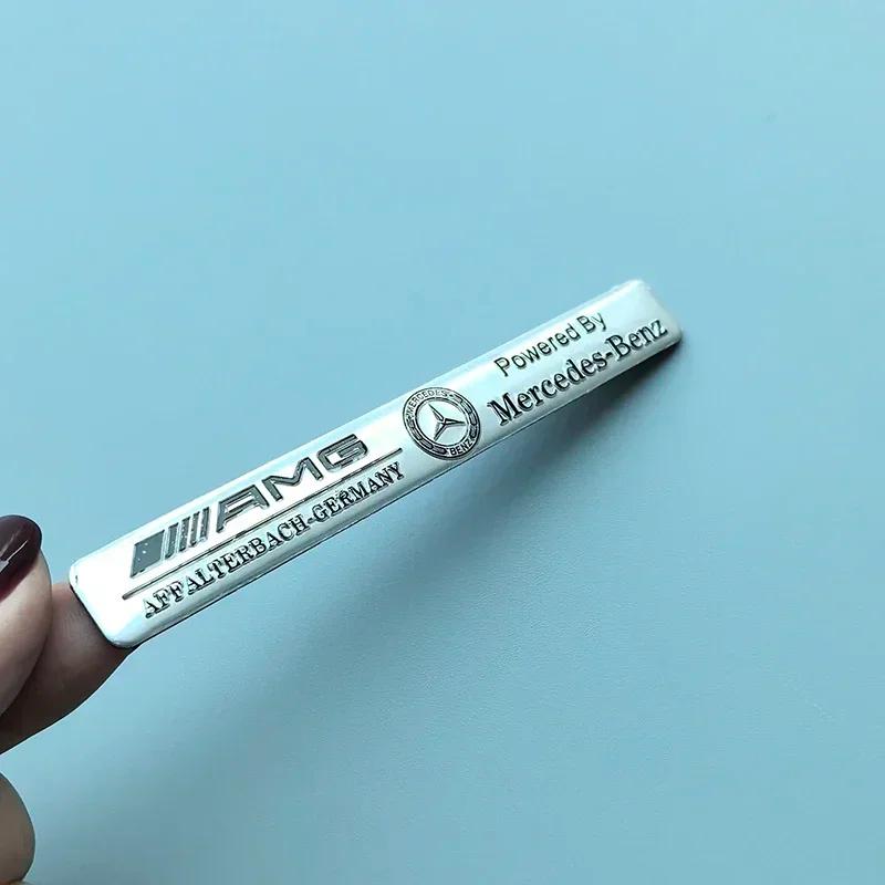 10.7cm Long Beam Thin Aluminium Label Sticker Car Emblem for Mercedes Benz Maybach AMG Star Wheat B Badge Logo Black Silver HV6
