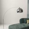 Arc Lamp, Floor Lamp, Height-Adjustable, Foot Switch, Base in Marble Look, 170-180cm, Silver/Black