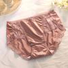 Smooth Satin See-through Lace Stitching Briefs Sexy Bowknot Decor Mid-rise Hip Lifting Breathable Thin Women Panties