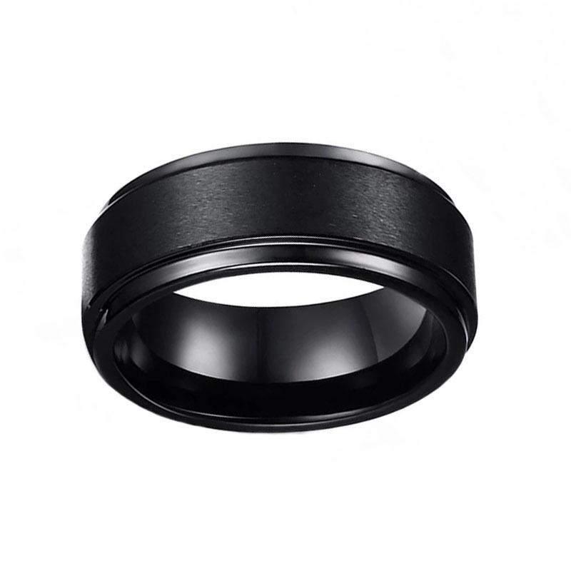 Матовое мужское титановое кольцо с двойной фаской из нержавеющей стали