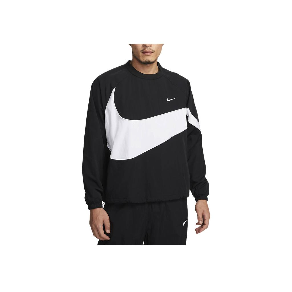 Nike Спортивная одежда Тканая куртка Big Swoosh (Азия) Черная/белая мужская уличная одежда DX0661-010