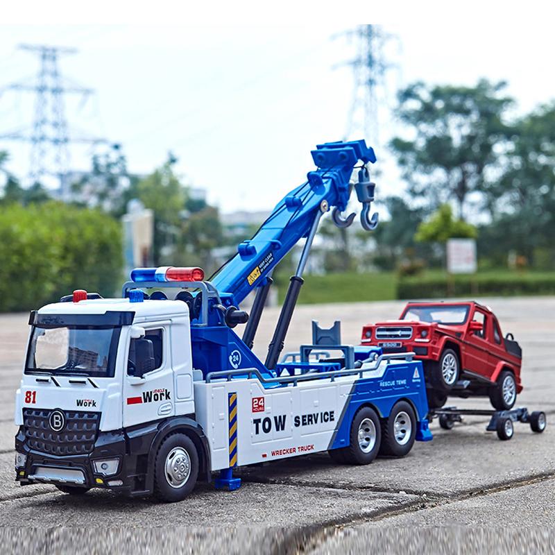 1/18 сплава металла эвакуатор инженерный грузовик прицеп дорожно-спасательная служба игрушки подарок