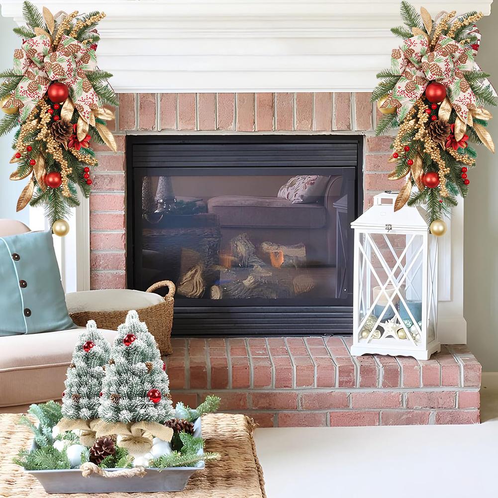 Aesthetic Christmas Stair Decorations Delightful 17 72 Inch Ornament Featuring Bow and Natural Elements for Joyous Feelings