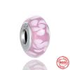 New S925 Sterling Silver Plated Pink Red Green Blue Murano Glass Bead Charm Fit Original  Bracelet DIY Jewelry For Girl