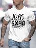 Hello 2024 Мужские брендовые футболки Смешные С Новым годом 2024 Графические хип-хоп женские и мужские футболки Уличная одежда Ulzzang Harajuku Футболка