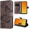Protective Case - BOOLING - for Samsung Galaxy A26 5G - Synthetic Leather - Butterfly Pattern - Brown