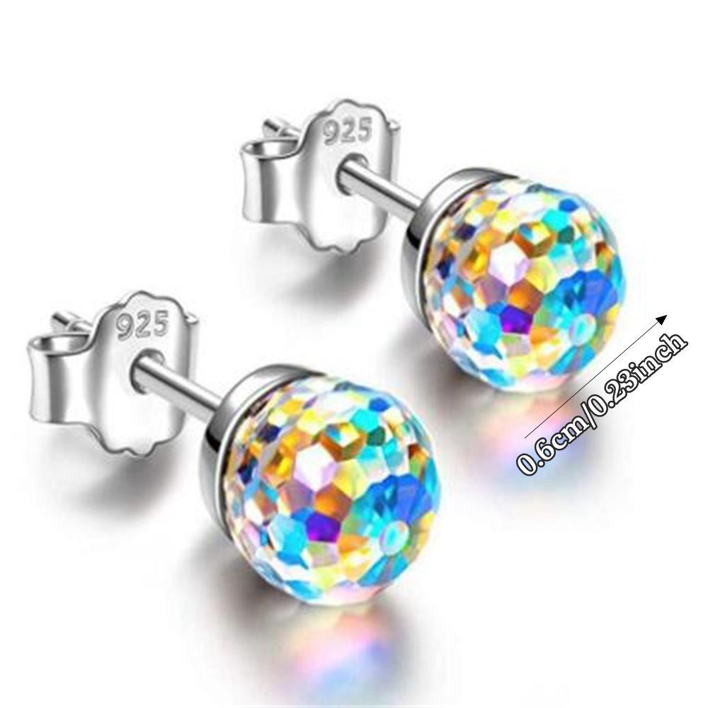 Creative Jewelry Gift for Women Girl Colorful Crystal Earrings 925 Silver Wedding Ear Stud