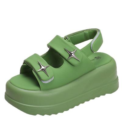 Модные женские босоножки на толстой платформе для отдыха с открытым носком на высоком каблуке новые гладиаторские тапочки женские модные летние пляжные сандалии 7,5 см