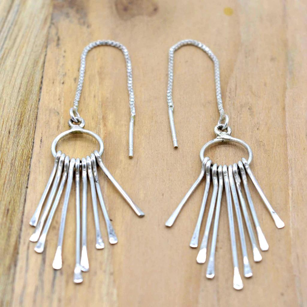 Женские серьги из серебра 925 пробы с кисточками, этнические серьги ручной работы с бахромой