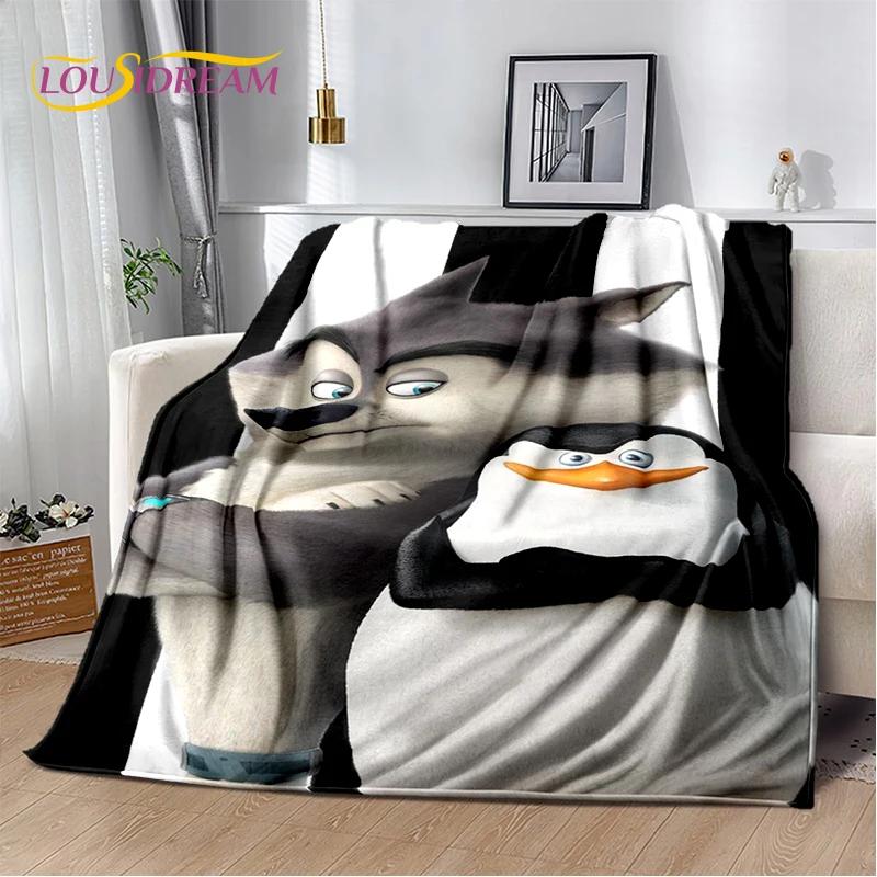 Милые пингвины из мультфильма «Мадагаскар» Плед, Мягкий плед для дома, спальни, кровати, дивана, пикника, путешествий, офиса, Покрывало, Подарок для ребенка