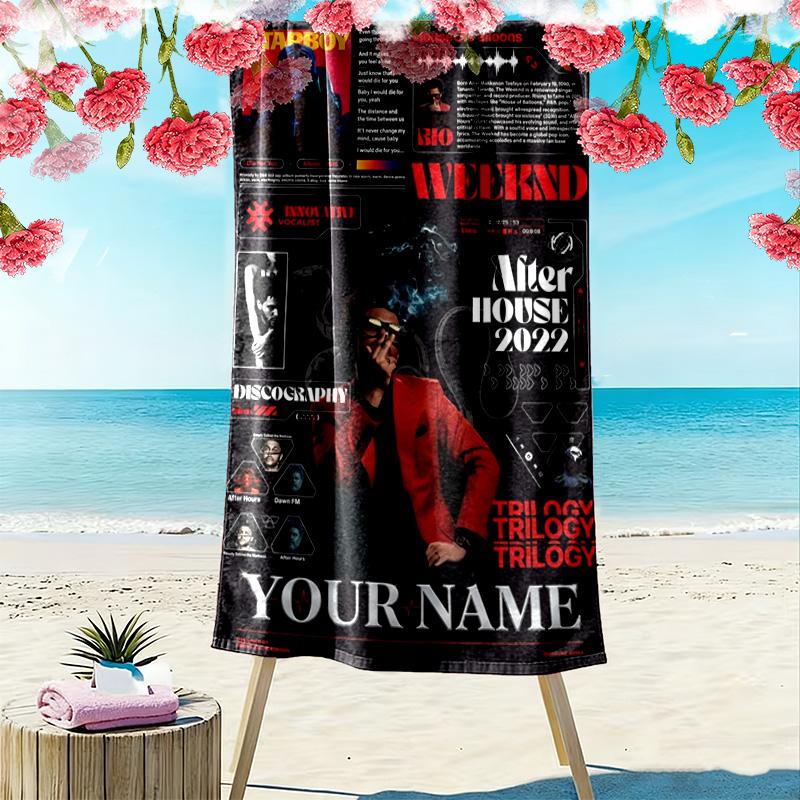 Name Custom The Weekend Poster Print Beach Towel, Large Soft Quick Dry Towel for Beach Camping Swimming