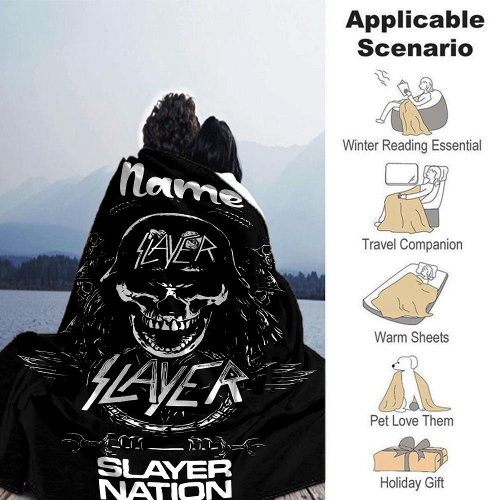 Customiz Name Personality Slayer band Blanket Soft &Warm Sofa Office Bed Travel Lunch Break Blanket, Gift Suitable All Seasons