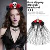 Black Rose Skull Hair Band Lace Cosplay Headdress Funny Halloween Headband  Girl