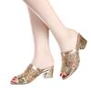 Luxury Sequin High-heeled Sandals 2024 Summer New Open Toe Lace Design Solid Color Breathable High-heeled Shoes Sandalias Mujer