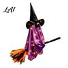 Easy Hanging Holiday Party Props Halloween Flying Ghost with Witch Broom Large Lighted Decoration Whimsical Figurine Hat for Lawn Patio Porch