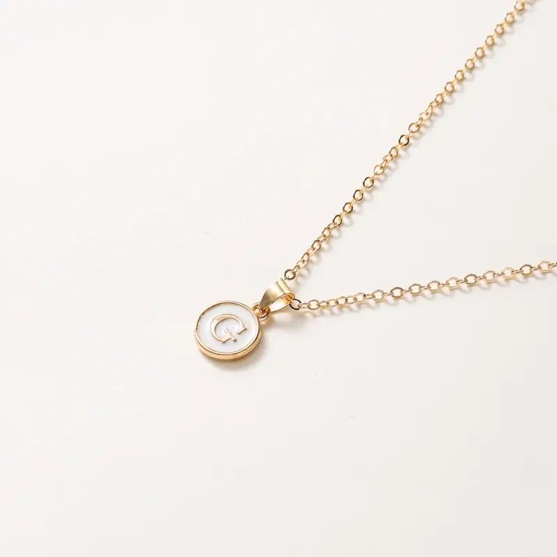 1pc Women Elegant and Exquisite O-chain 26 Letter Necklace Pendant, Golden Minimalist Necklace