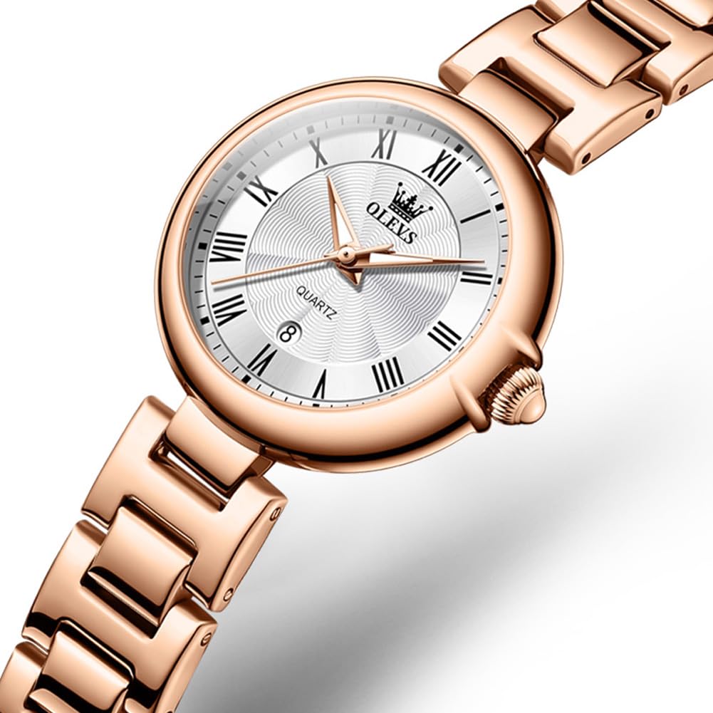 Часы OLEVS кварцевые милые легкие часы из нержавеющей стали водонепроницаемые светящиеся наручные часы для женщин розовое золото белые женские женские и
