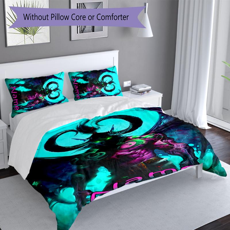 3pcs Custom Name World of Warcraft Bedding Set,Includes 1 Duvet Cover and 2 Pillowcases,All-season Bedroom Decor