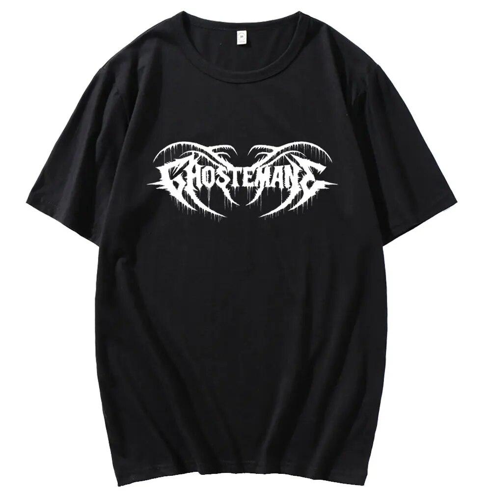 Ghostemane футболка с двусторонним принтом, футболка унисекс, футболки Pouya, топы унисекс из 100% хлопка, уличная одежда, унисекс, женские модные футболки в стиле хип-хоп