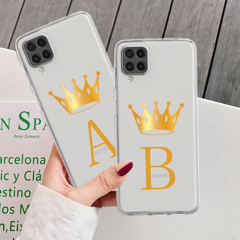 Чехол для Samsung Galaxy A52 A12 A51 A71 A32 A21s A22 A53 A23 A13 A03 A02 A41 A33 A11 A72 A73 Phone Cove Crown Letters ABC